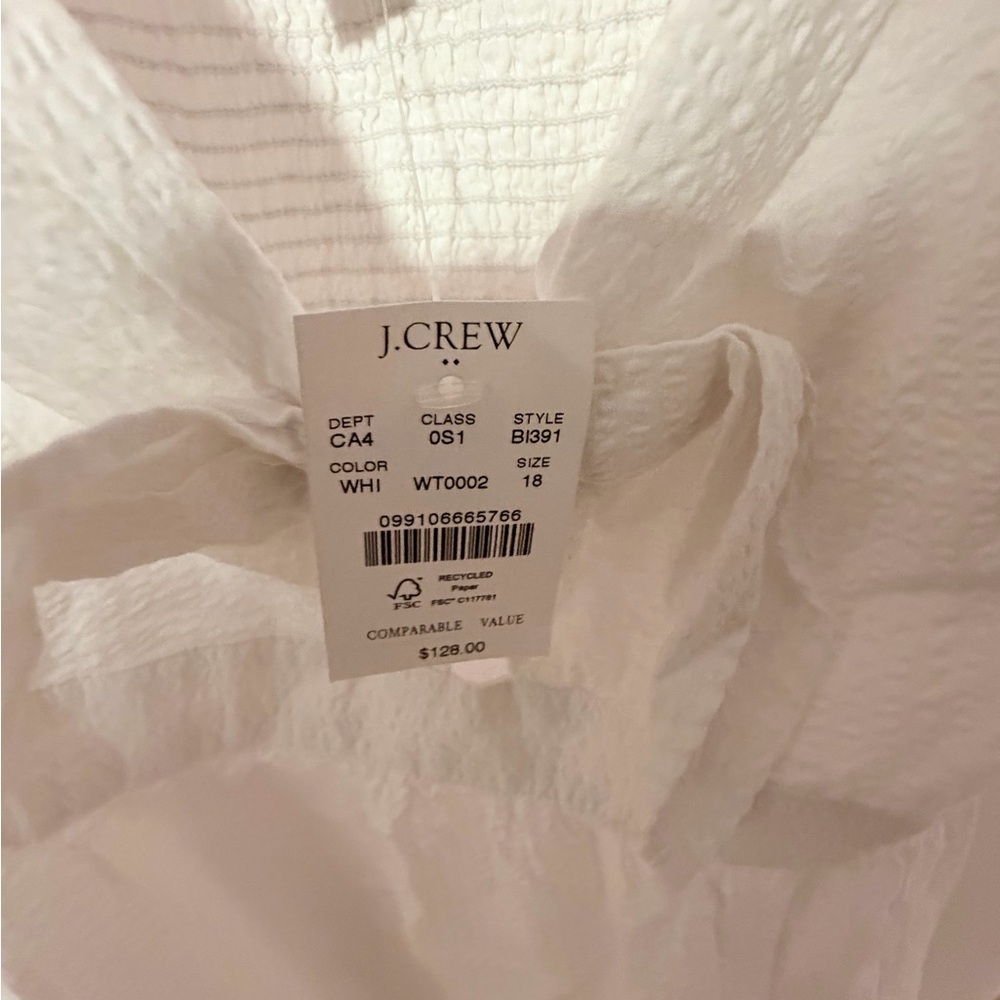 J. Crew Factory Women’s White Seersucker Tie Front Midi Dress NWT Size 18 - Picture 13 of 13